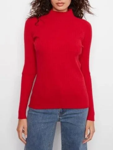 Charlie B Basic Ribbed Knit Mock Neck Long Sleeve Sweater in Equestrian