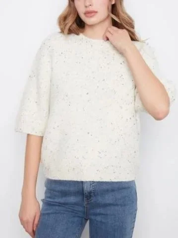 Charlie B Elbow Balloon Sleeve Sweater in Cookies & Cream