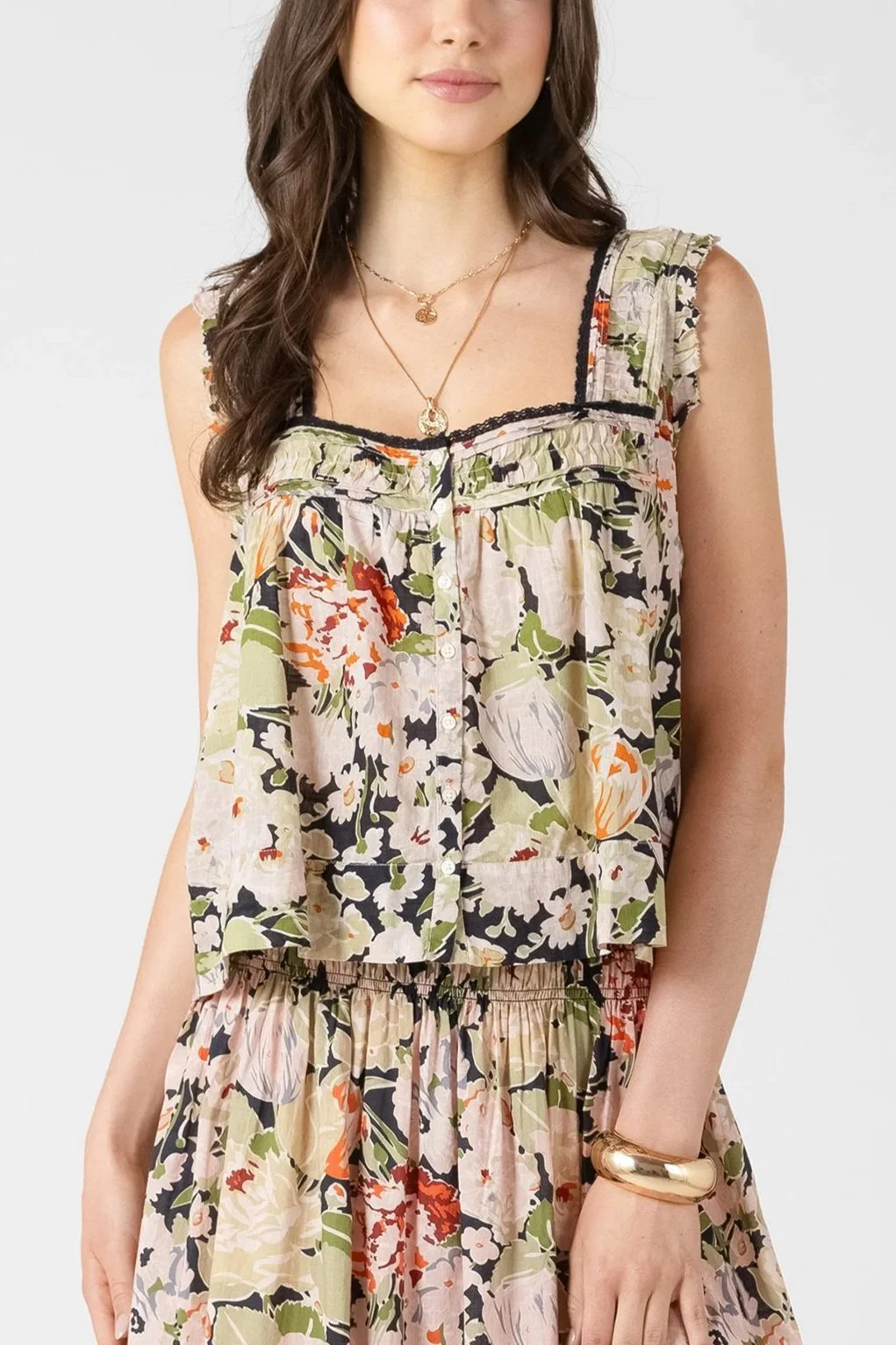 Dex Vintage Rose Sleeveless Blouse