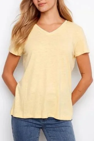 Charlie B Sunshine Linen V-Neck T-Shirt