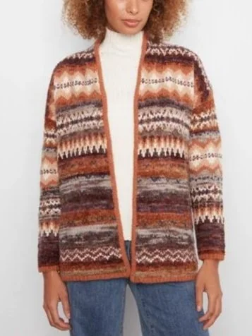 Charlie B Long Space Dye Cardigan with Pockets in Raisin