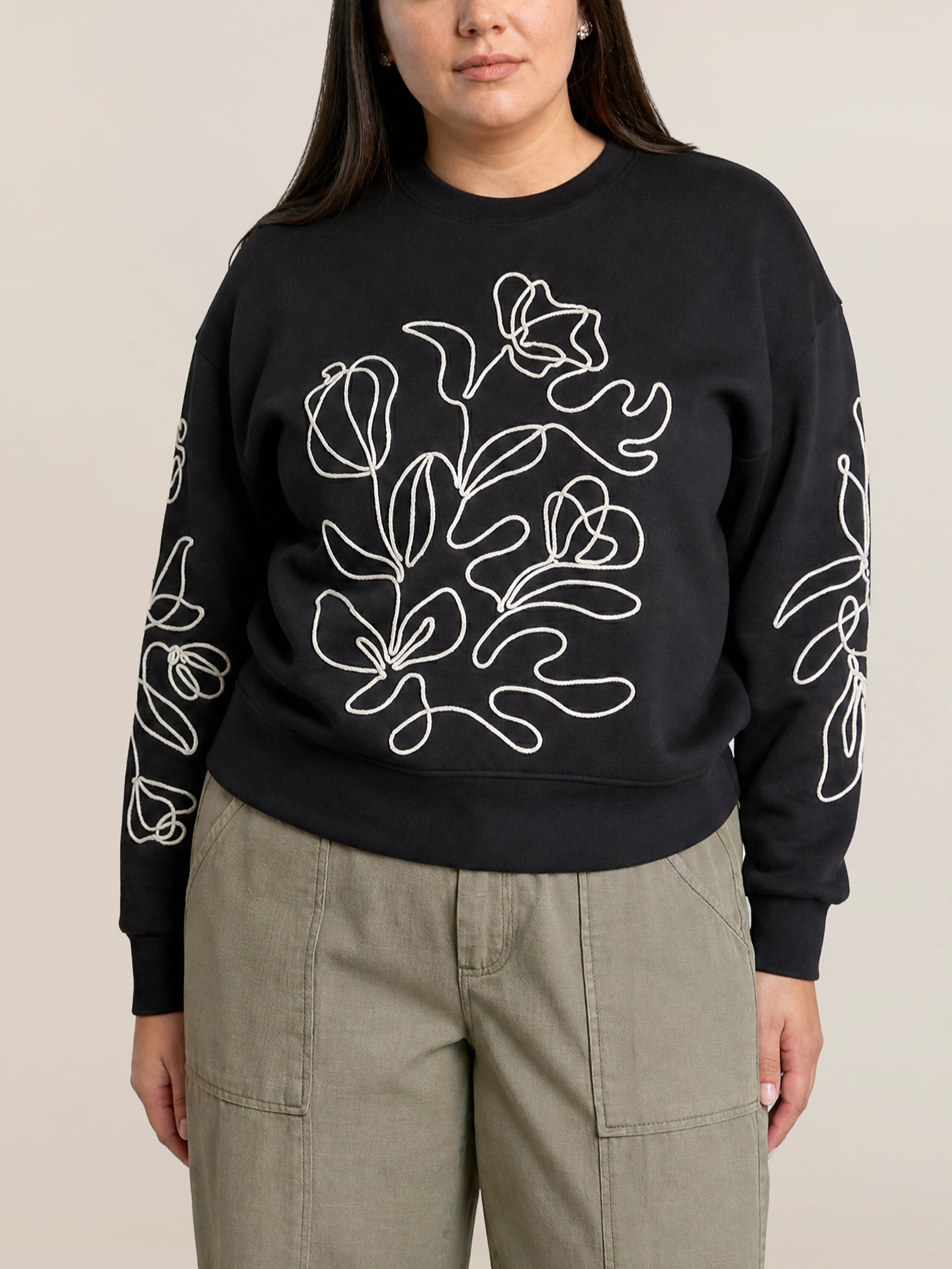 Dex Plus Embroidered Sweatshirt in Black