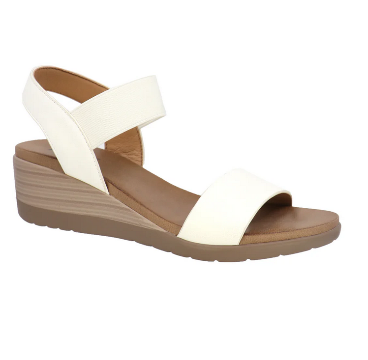 Taxi Debbie White Wedge Sandal