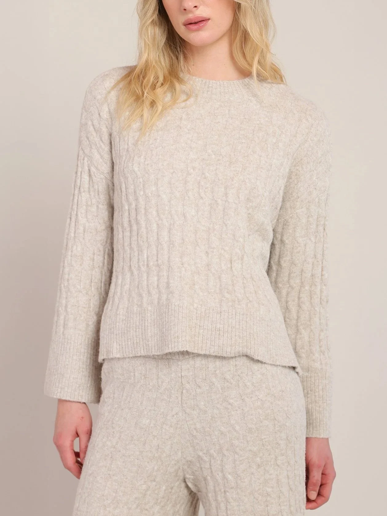 Room 34 Cable Knit Sweater in Beige