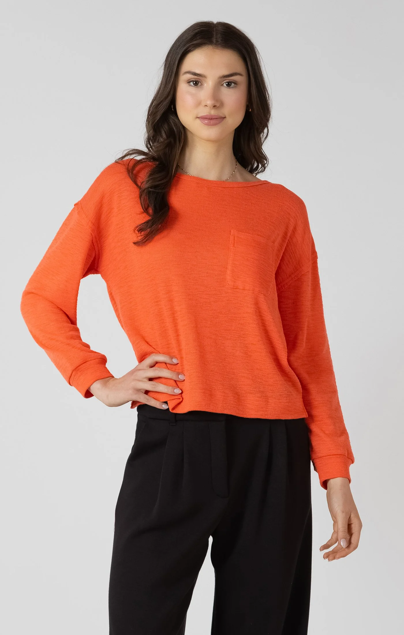 Dex Orange Burst Drop Shoulder Long Sleeve