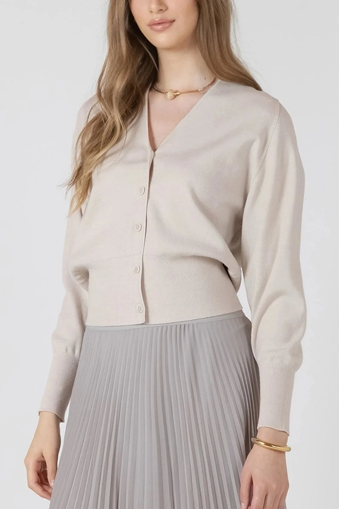 Black Tape Matte Pearl Button Cardigan