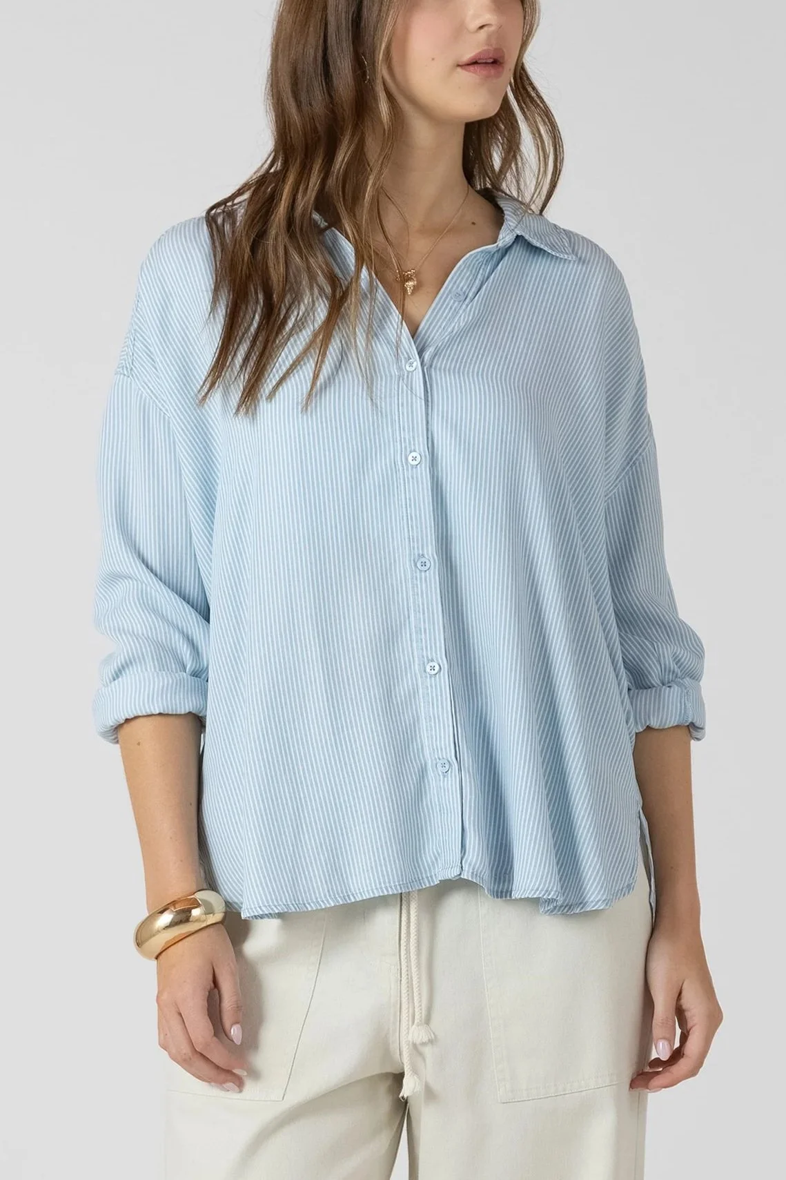 Dex Coastal Blue Stripe Button Down