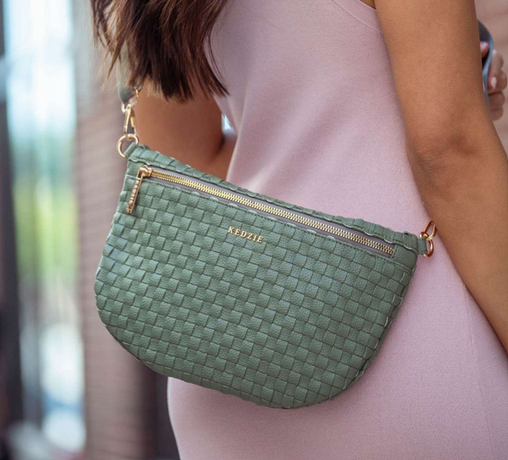 Kedzie Green Terrace Woven Crossbody Bag