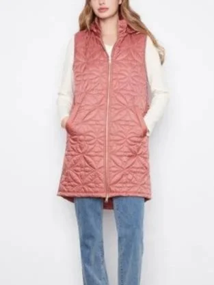 Charlie B Sleeveless Puffer Vest in Rosebud