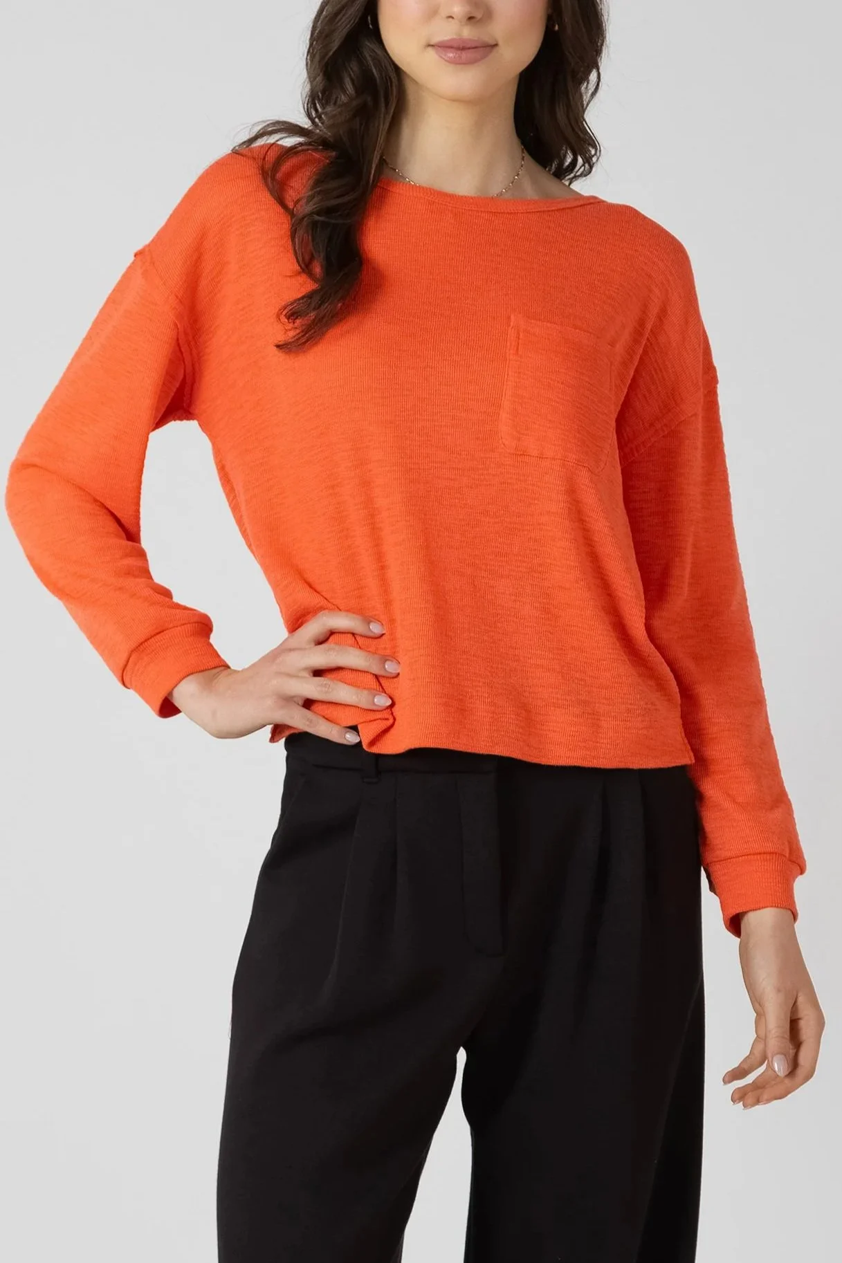 Dex Orange Burst Drop Shoulder Long Sleeve