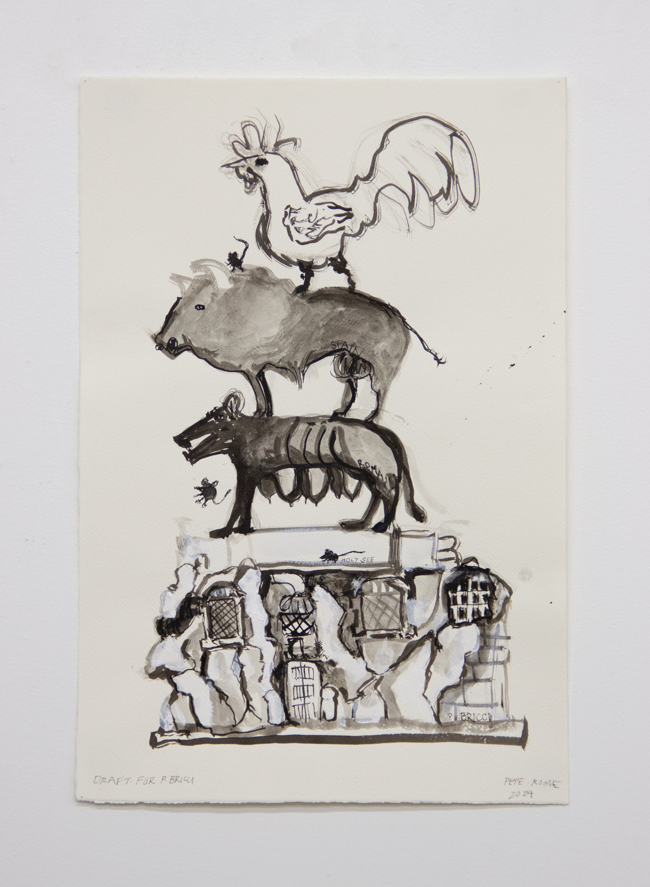 Draft for Bricci, 2024
Ink on paper
22 1/2 x 15 inches