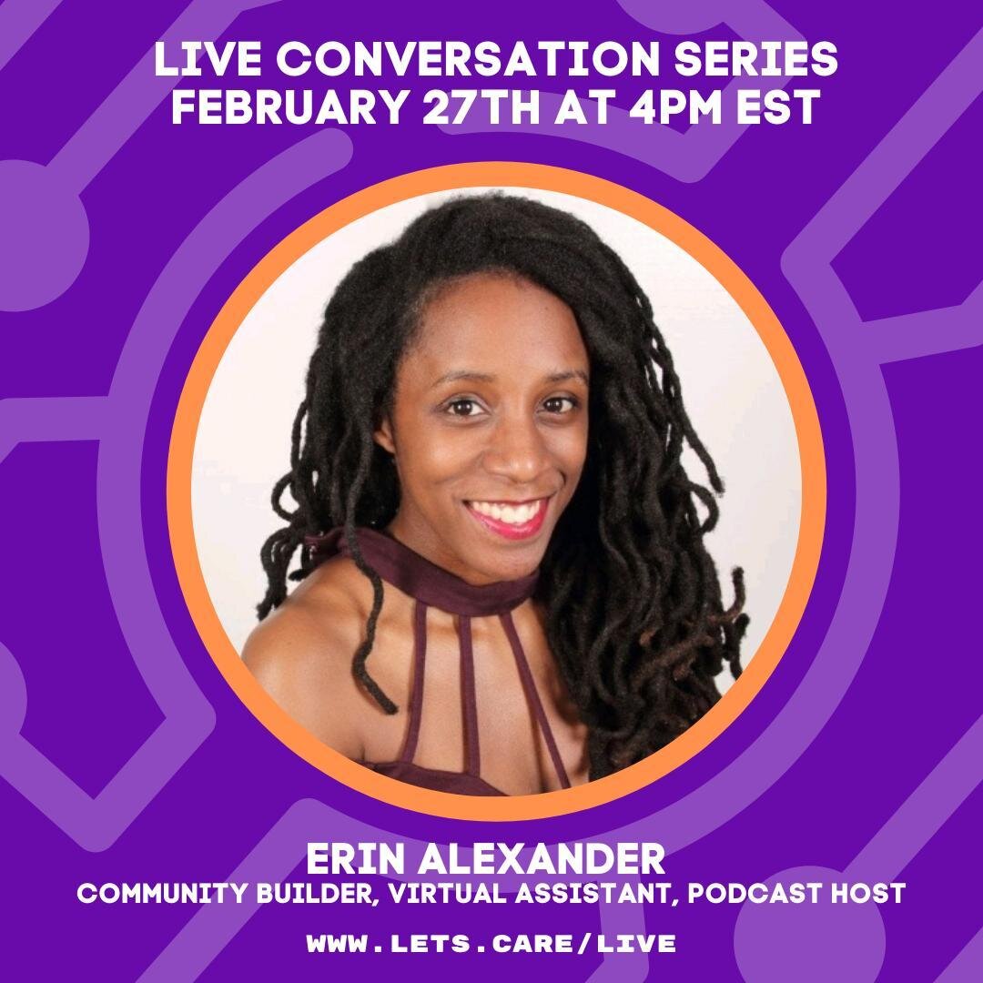 This Saturday, at 4pm EST, our host Matt Scott will be hosting a live chat with @Melaninerinva, founder of the production podcast business, Melanin Erin VA. Watch live here: lets.care/live.

#socialimpact #socialgood #blackfuturesmonth #february #ent