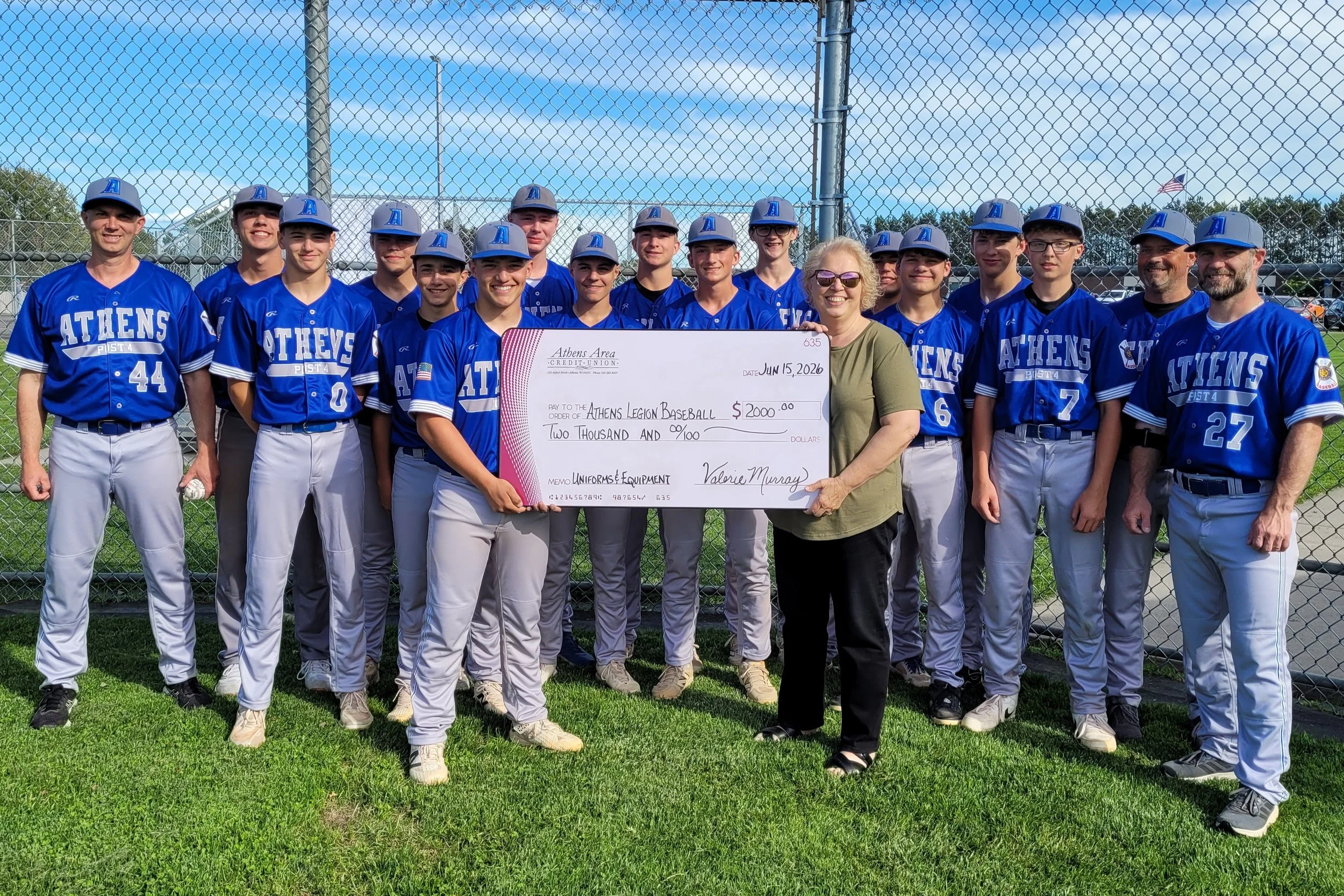 Athens Legion Baseball Donation