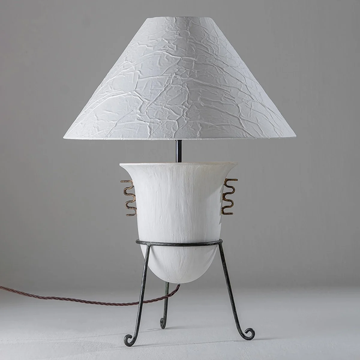 Porta Romana - Etrusco Lamp in Anziano White and Distressed Gold with Verdigris