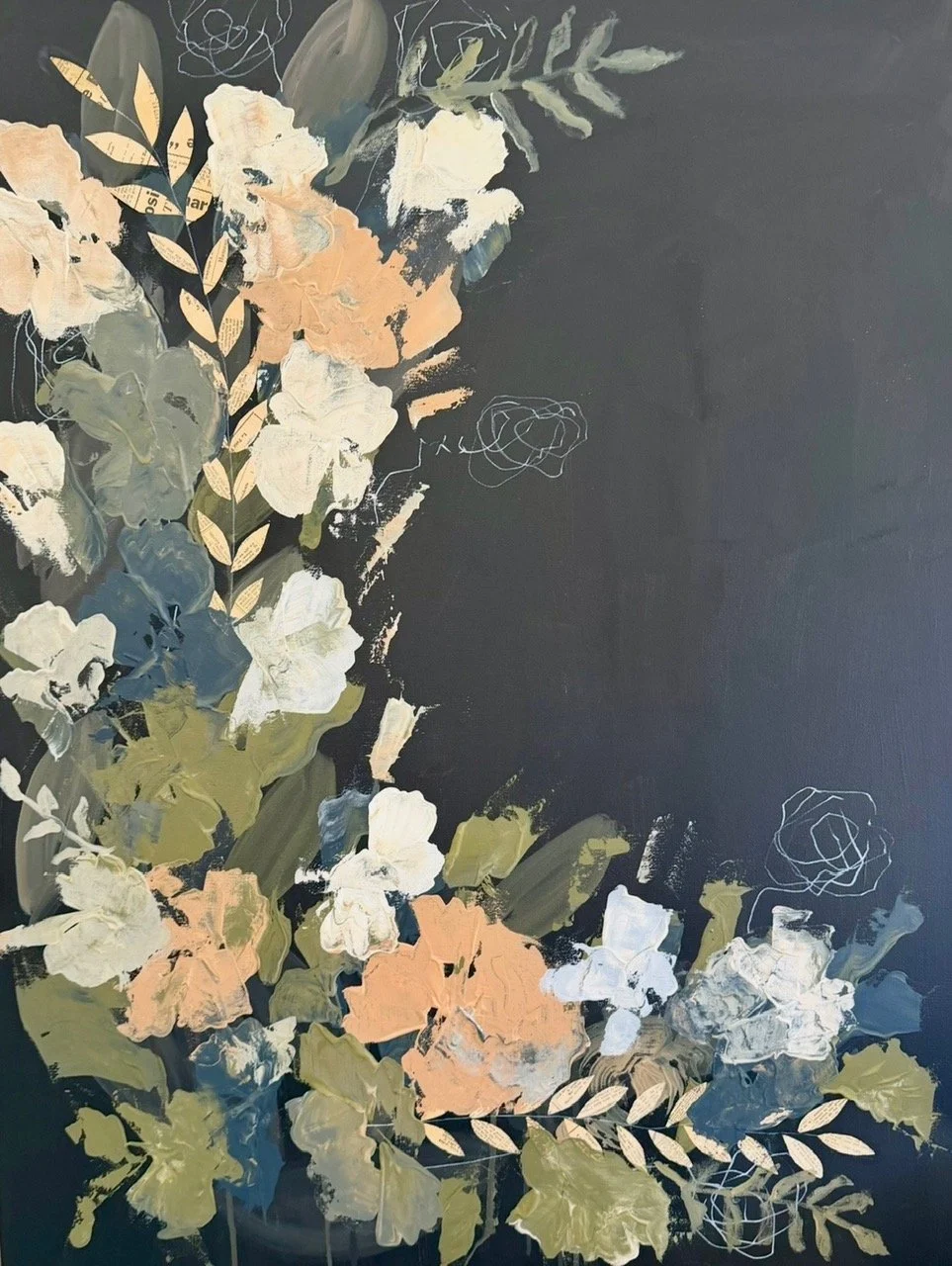 "The Poetry of Petals" 30x40 mixed media on canvas