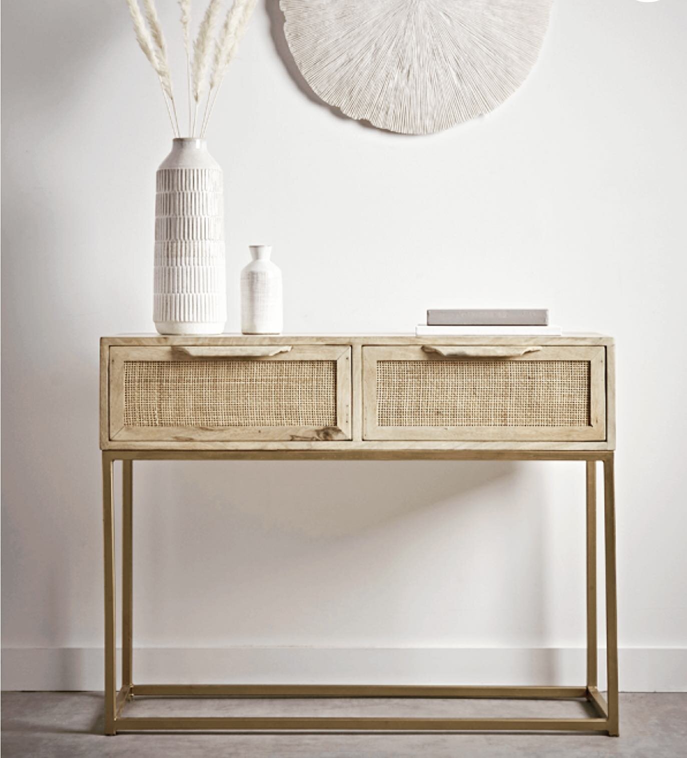 Busy sourcing pieces for a clients hallway and couldn&rsquo;t help but share this gorgeous piece from @coxandcox love the rattan webbing mixed with brass painted iron frame for a natural, pared back, with a touch of luxe look! 😍 #LambDesign sourcing