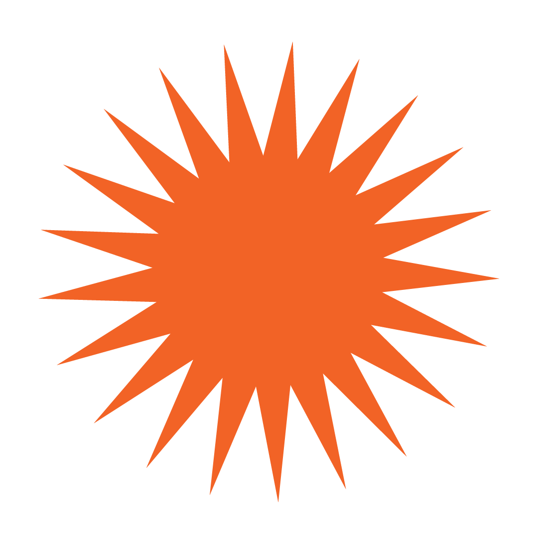 Orange spiky starburst graphic