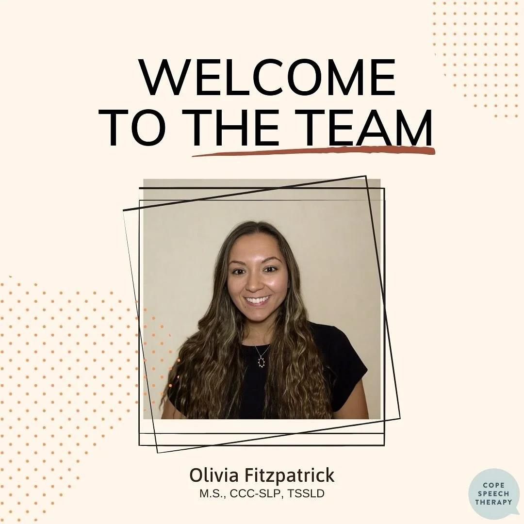 🌟 Meet Olivia! 🌟 We are so excited to welcome Olivia Fitzpatrick, M.S., CCC-SLP, TSSLD, to the Cope Speech Therapy team! Olivia is a licensed Speech-Language Pathologist based in NYC with experience in private practice, early intervention, and scho