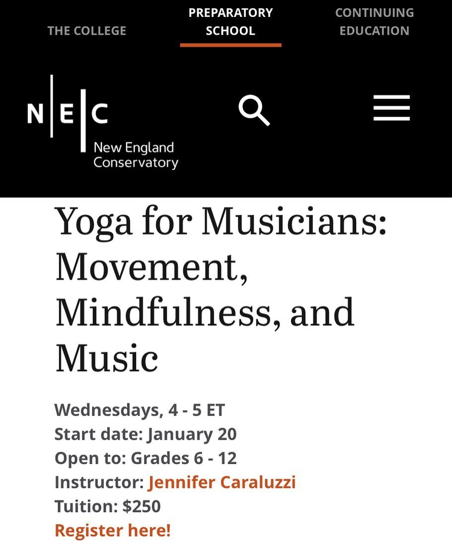 Yoga for Musicians: Movement, Mindfulness, and Music
❄️ @nec_prep 
Winter mini courses let&rsquo;s goooo
👉🏻💥Registration link in bio 
.
.
.
Open to all students of all experience levels in grades 6-12! You can take other mini courses a la cart thr