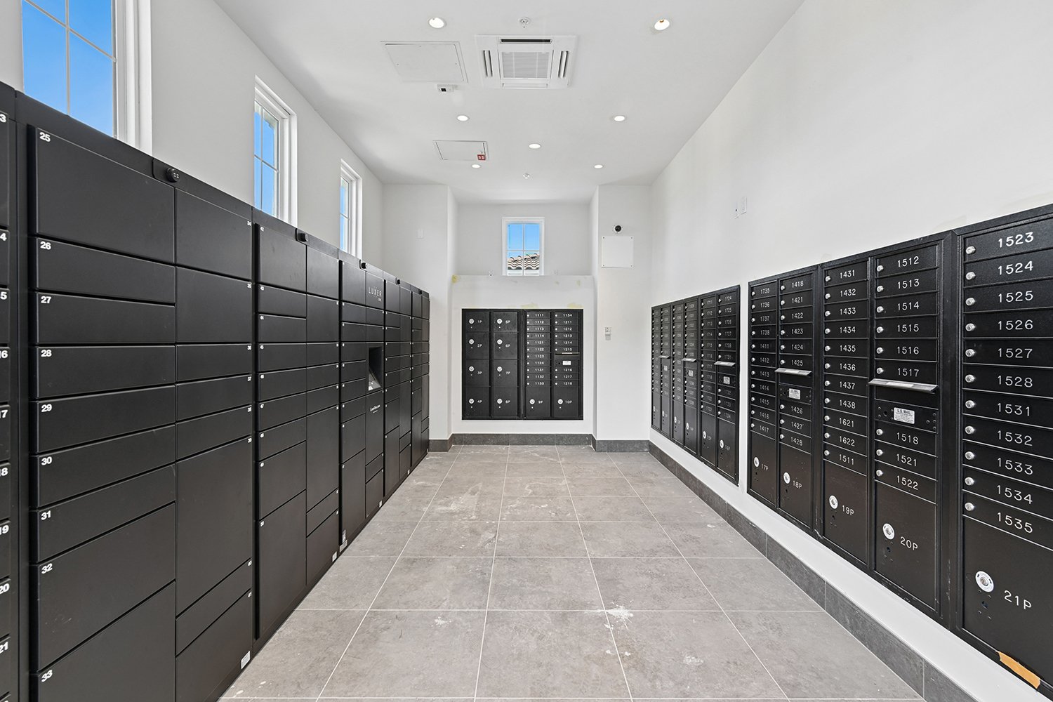 Mailroom and parcel lockers at Rendezvous Phase II