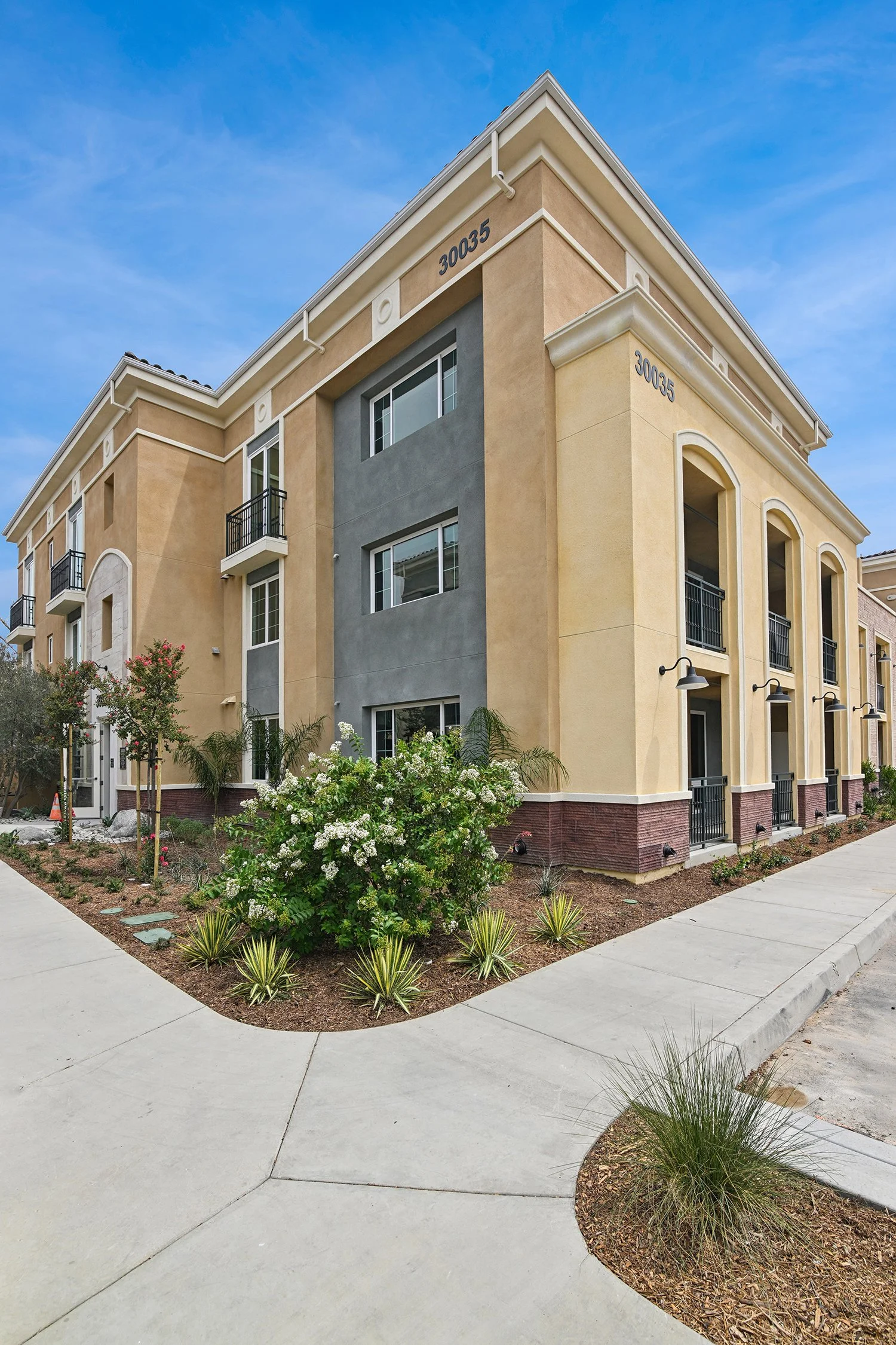 Building exterior of Rendezvous Phase II with striking and beautiful architectural details. 