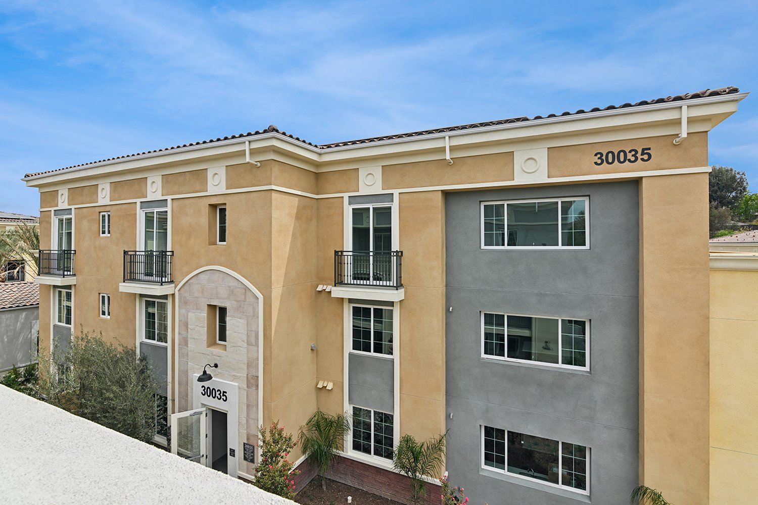 Building exterior of Rendezvous Phase II with striking and beautiful architectural details. 