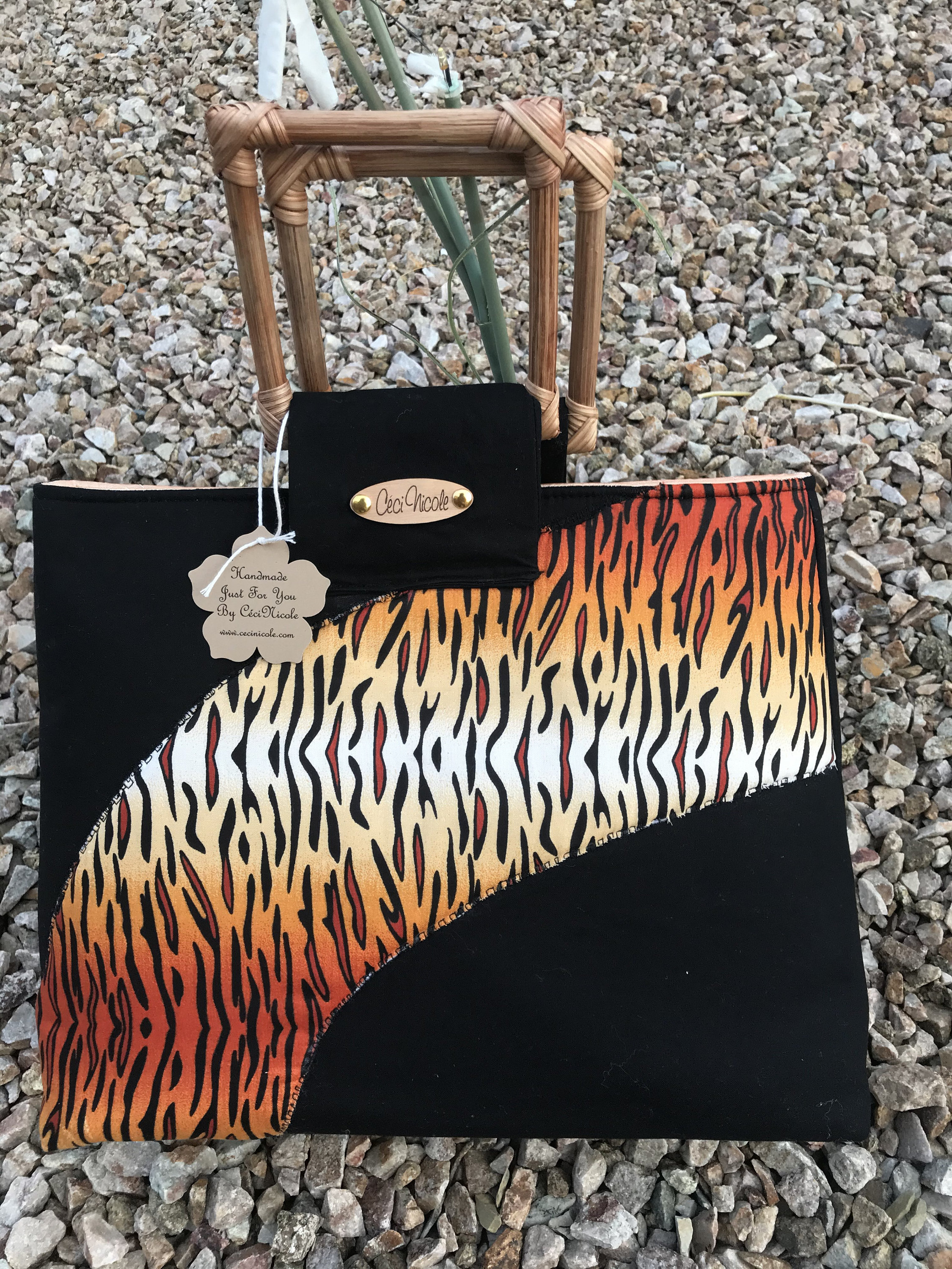 Vintage 1990s Canvas/Vinyl Box Tiger Print Purse Handbag Tote | eBay