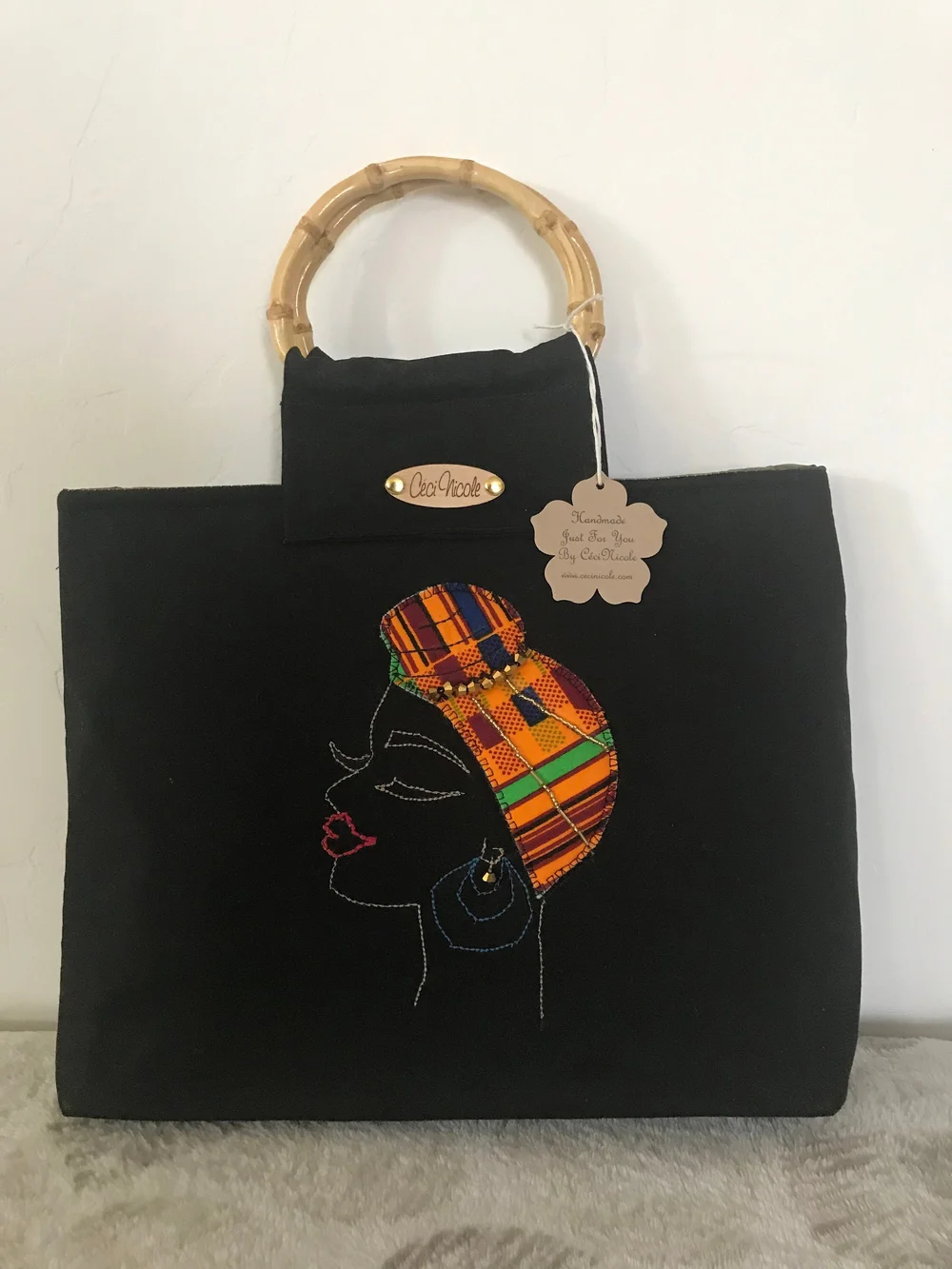 African Handbag Tote Bag with Kente Headwrap Design/Ankara Fabric/Kente Bag/Handmade Bag/African Fabric/ Handmade Purse/  CeciNicole ShopCecinicole