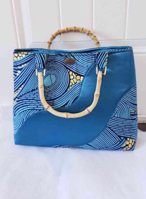 African Fabric Wavy Handbag/African Handbag/Top Handle/Handmade African Purse