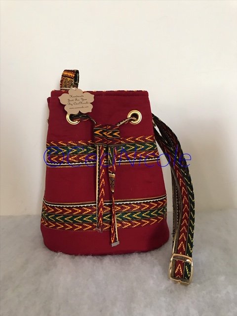 Bucket Bag/Pixie Bag/Ankara Bag/Red Dashiki Bag/Adjustable Strap