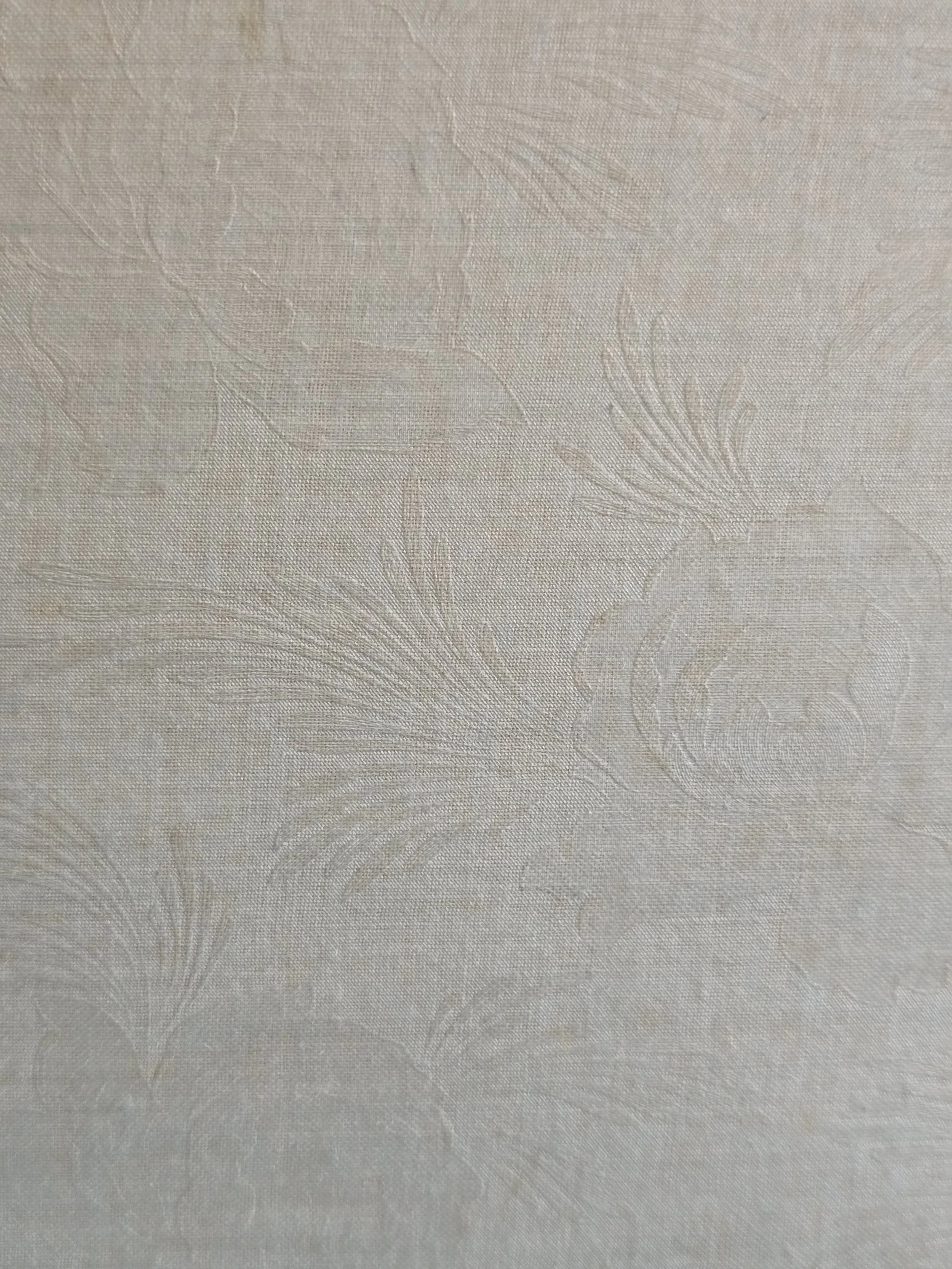 Original pale blue fabric-lined interior of antique French boudoir box showing age-related marks and wear.