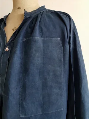 Antique French Indigo Biaude | 1880s Collector's Piece — Pomme de