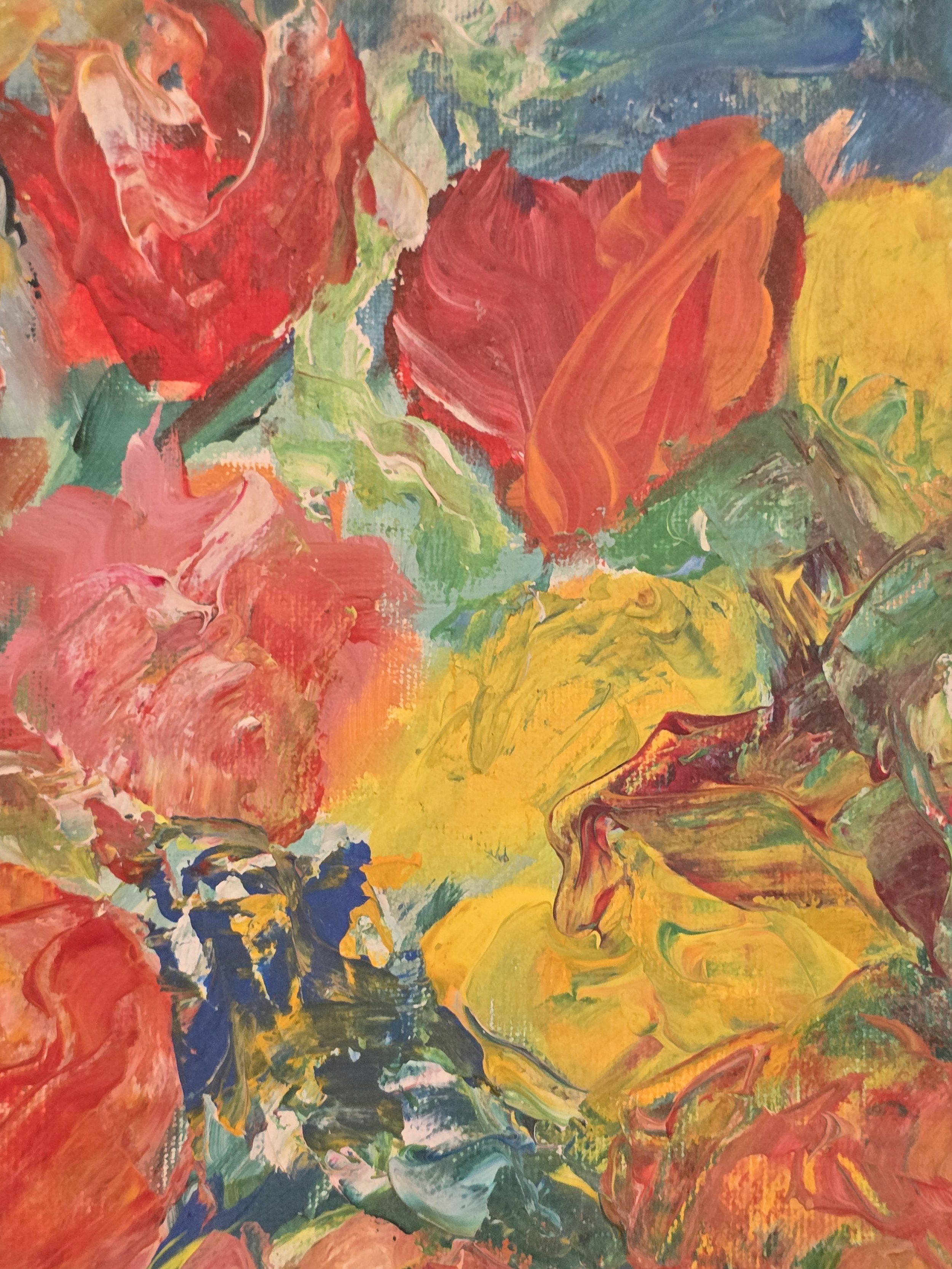 Detail of French still life painting showing energetic impressionist brushstrokes.