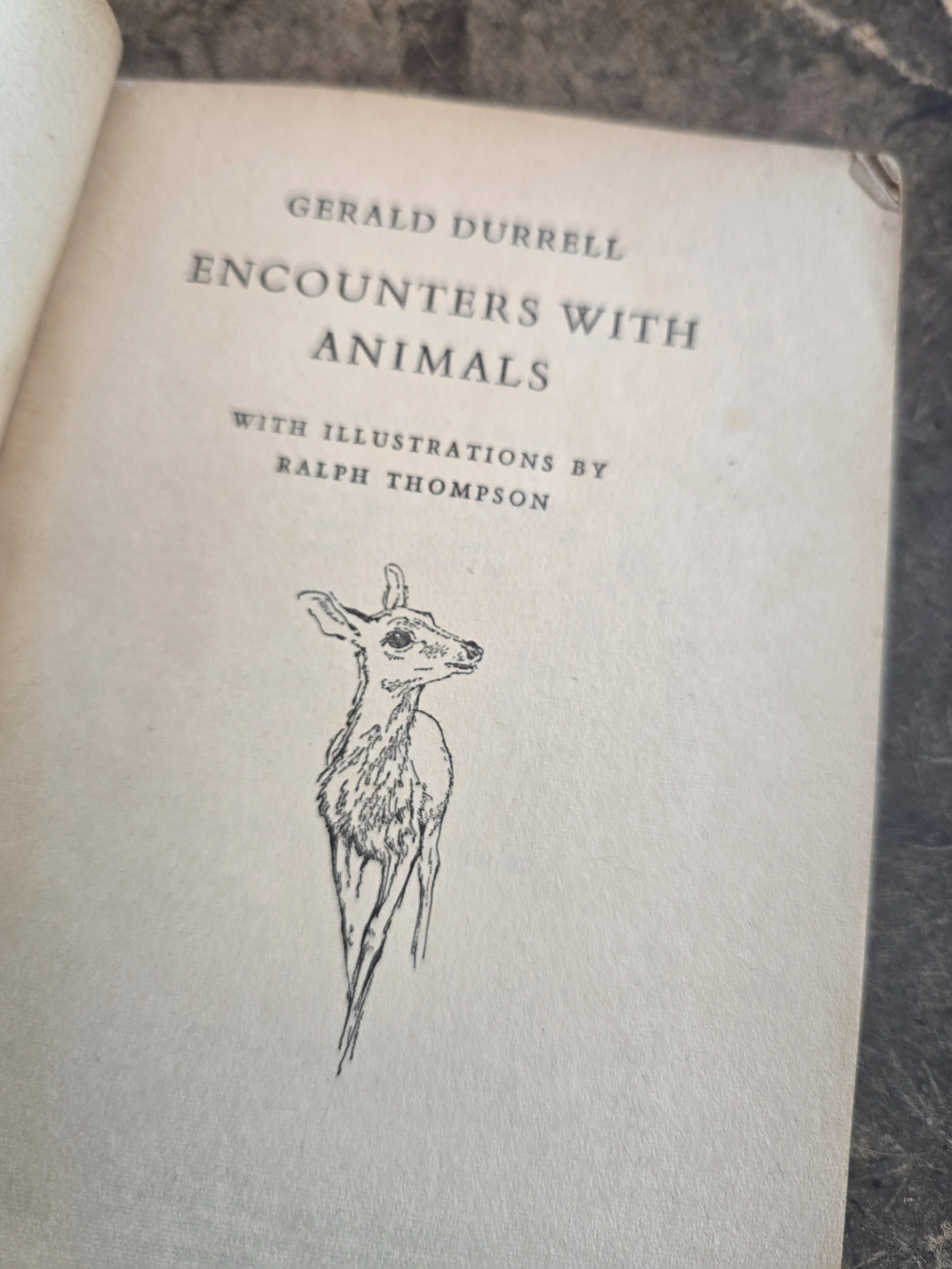 Title page of Encounters With Animals with illustrations by Ralph Thompson.
