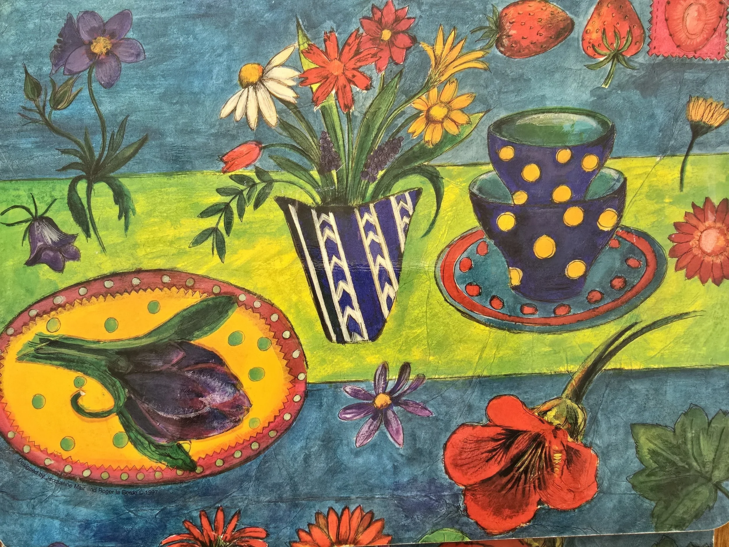 Complete set of 8 Roger la Borde placemats designed by Jacqueline Mair, 1997