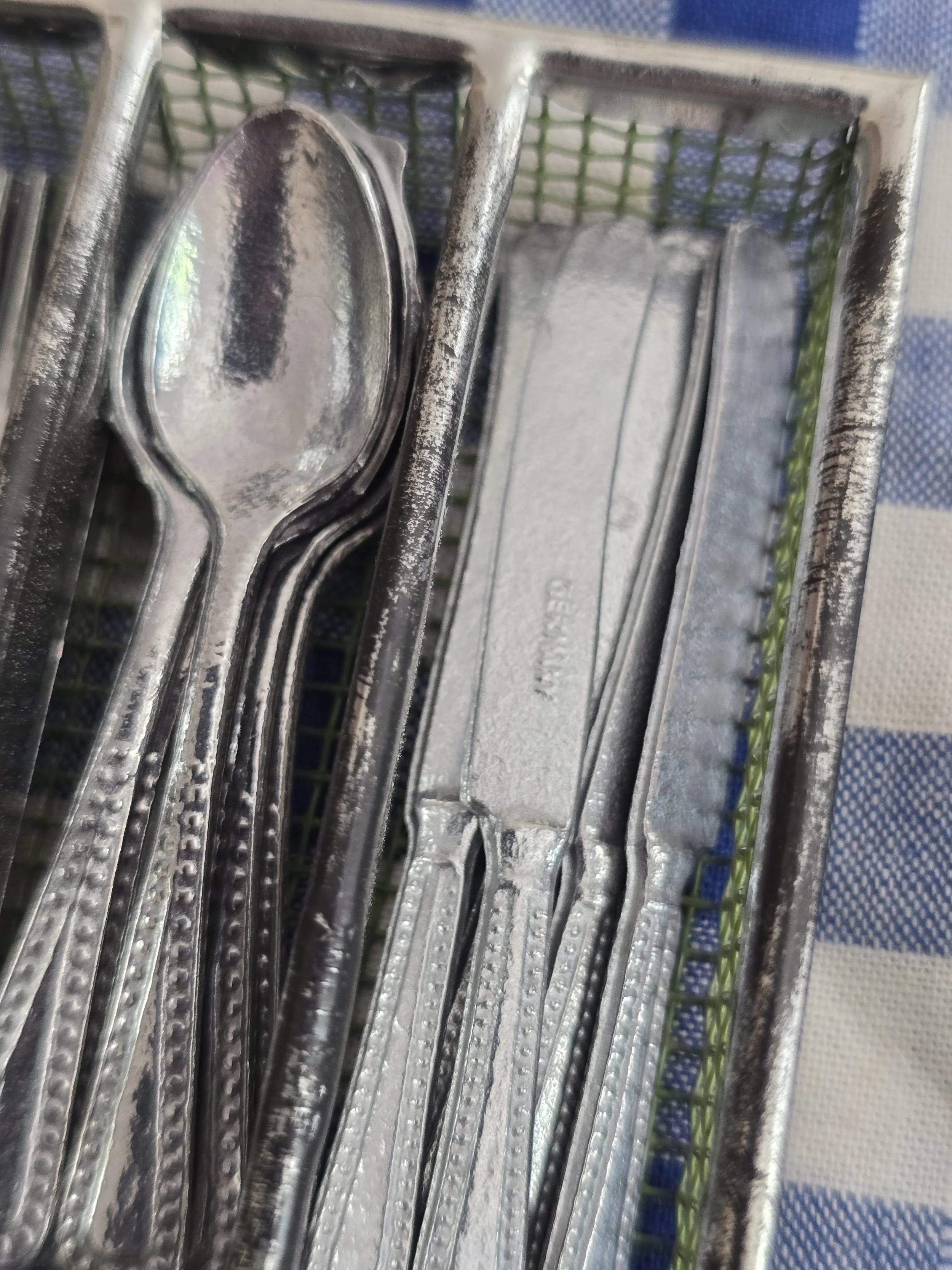 Tiny dolls house cutlery with decorative beaded handles