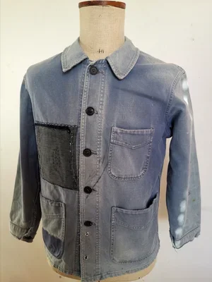 Full front view of vintage customised French chore coat