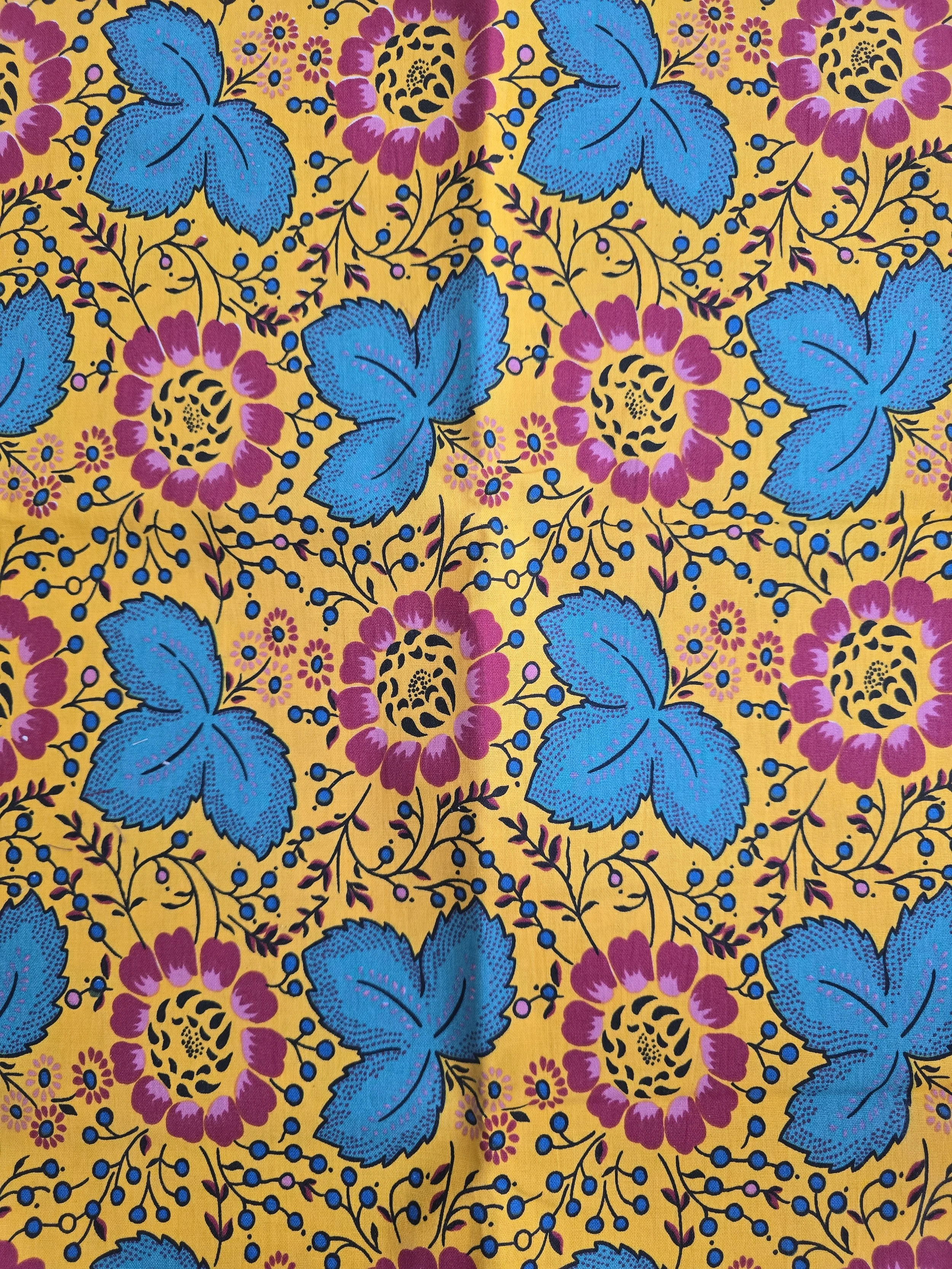 Provençal style yellow and teal floral cotton napkins from Habitat Souleiado Collection