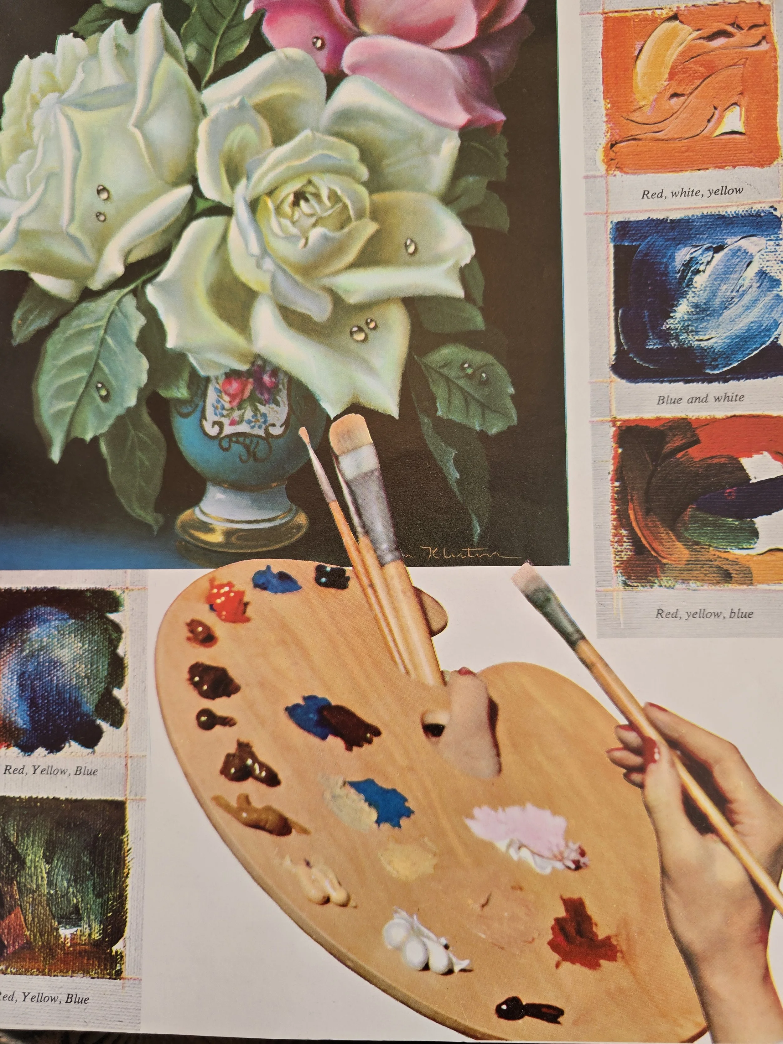 Mid-century art education book featuring step-by-step flower painting lessons.