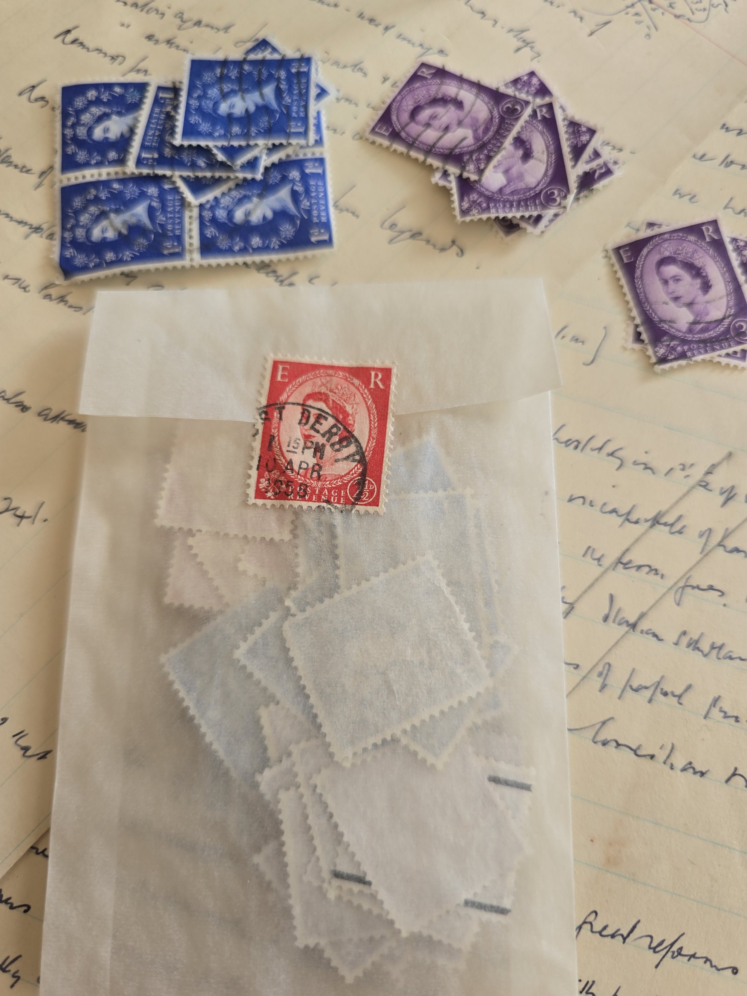 Pack of original vintage British postage stamps