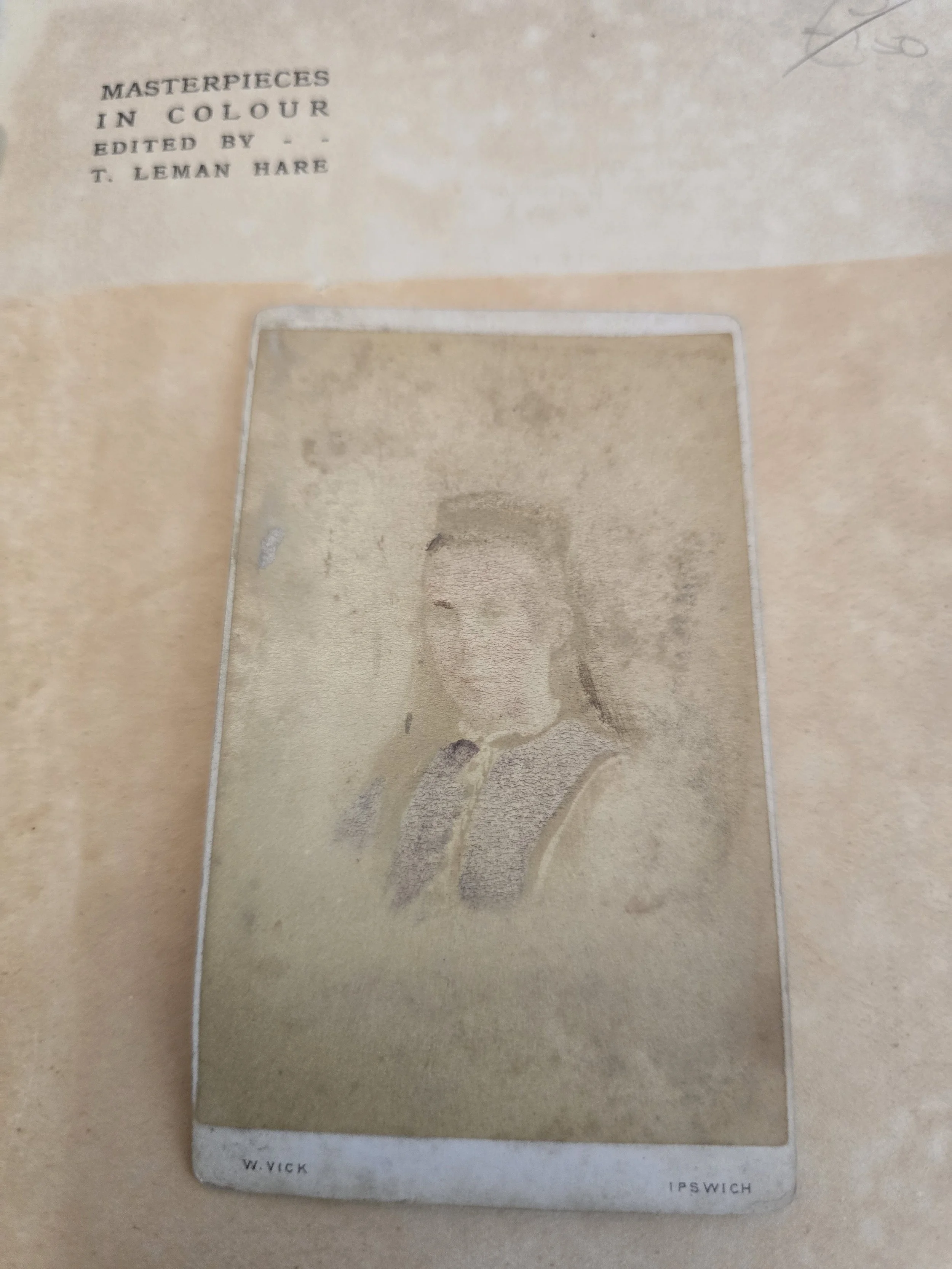 Antique Victorian Cabinet Photograph, 1874 | Faded W. Vick Ipswich Portrait