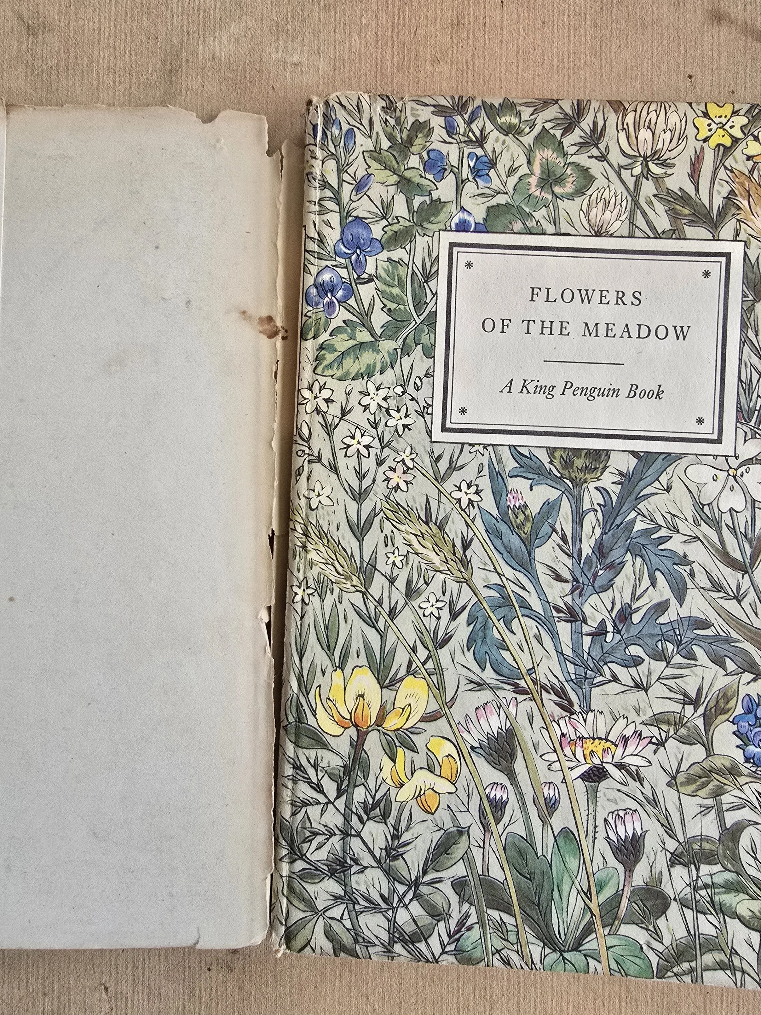 Worn dust jacket of Flowers of the Meadow King Penguin edition