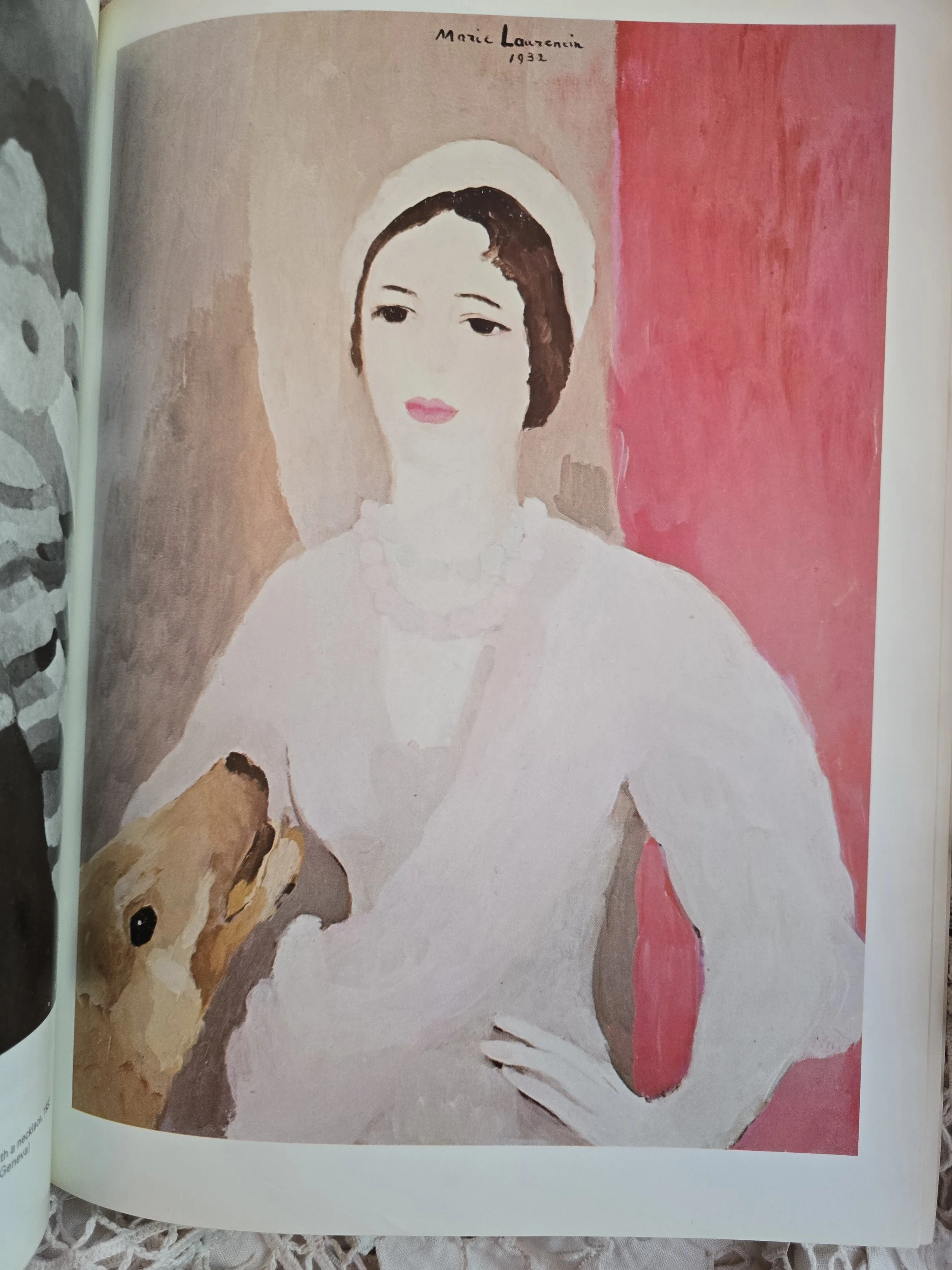 Marie Laurencin dog portrait art book page soft palette