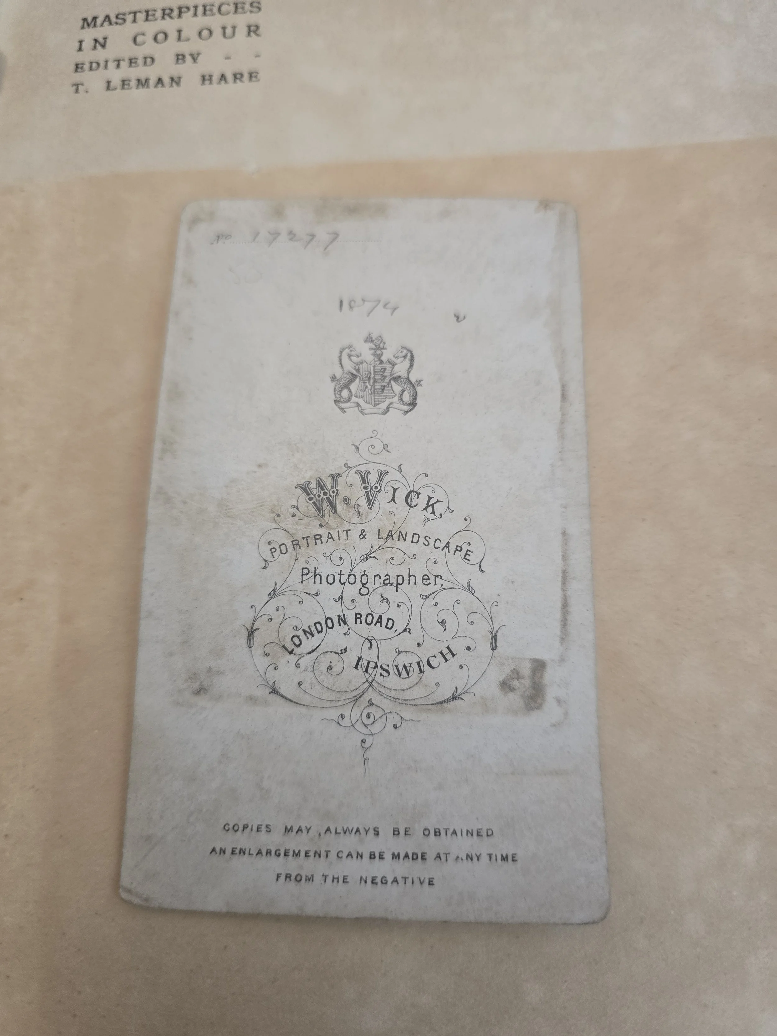 Original Victorian photographic ephemera from 1874