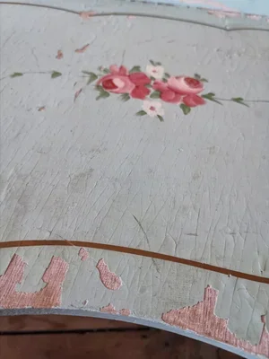 French breakfast tray with chippy paint and floral design, 1920s–30s