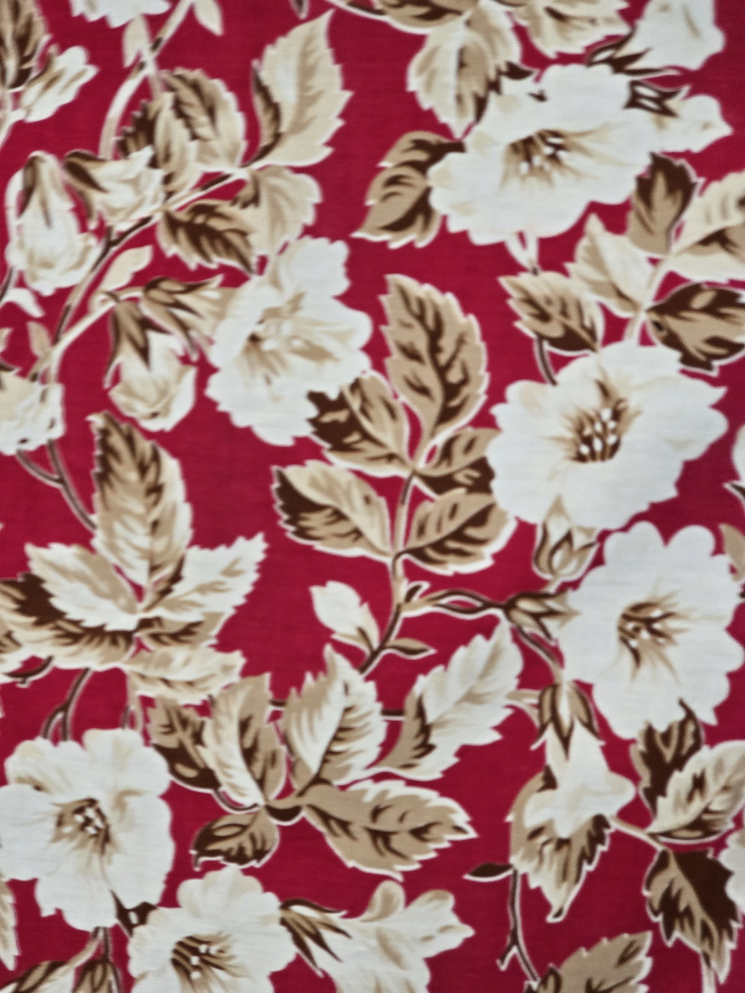 Cottagecore style vintage fabric in vivid pink and cream tones