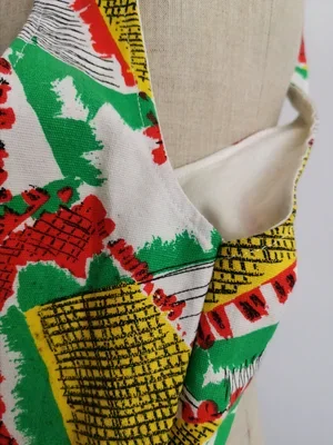 Handmade tote bag by Pomme de Jour using original 1950s fabric, vibrant and unique.