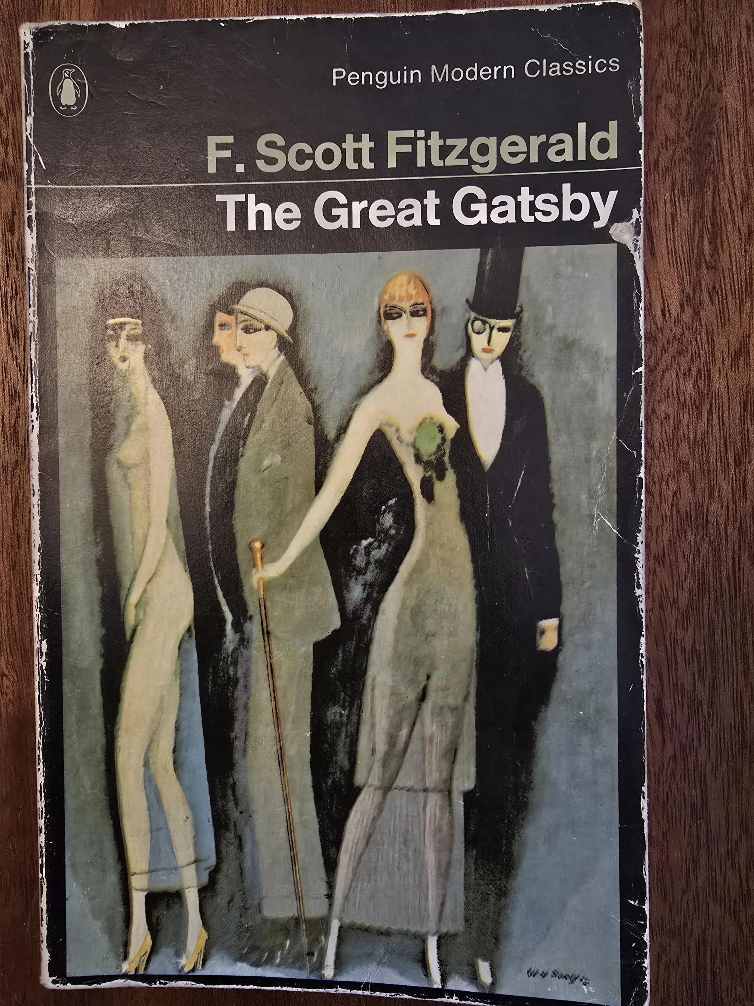 Vintage Penguin Modern Classics copy of The Great Gatsby with Van Dongen artwork on the cover.