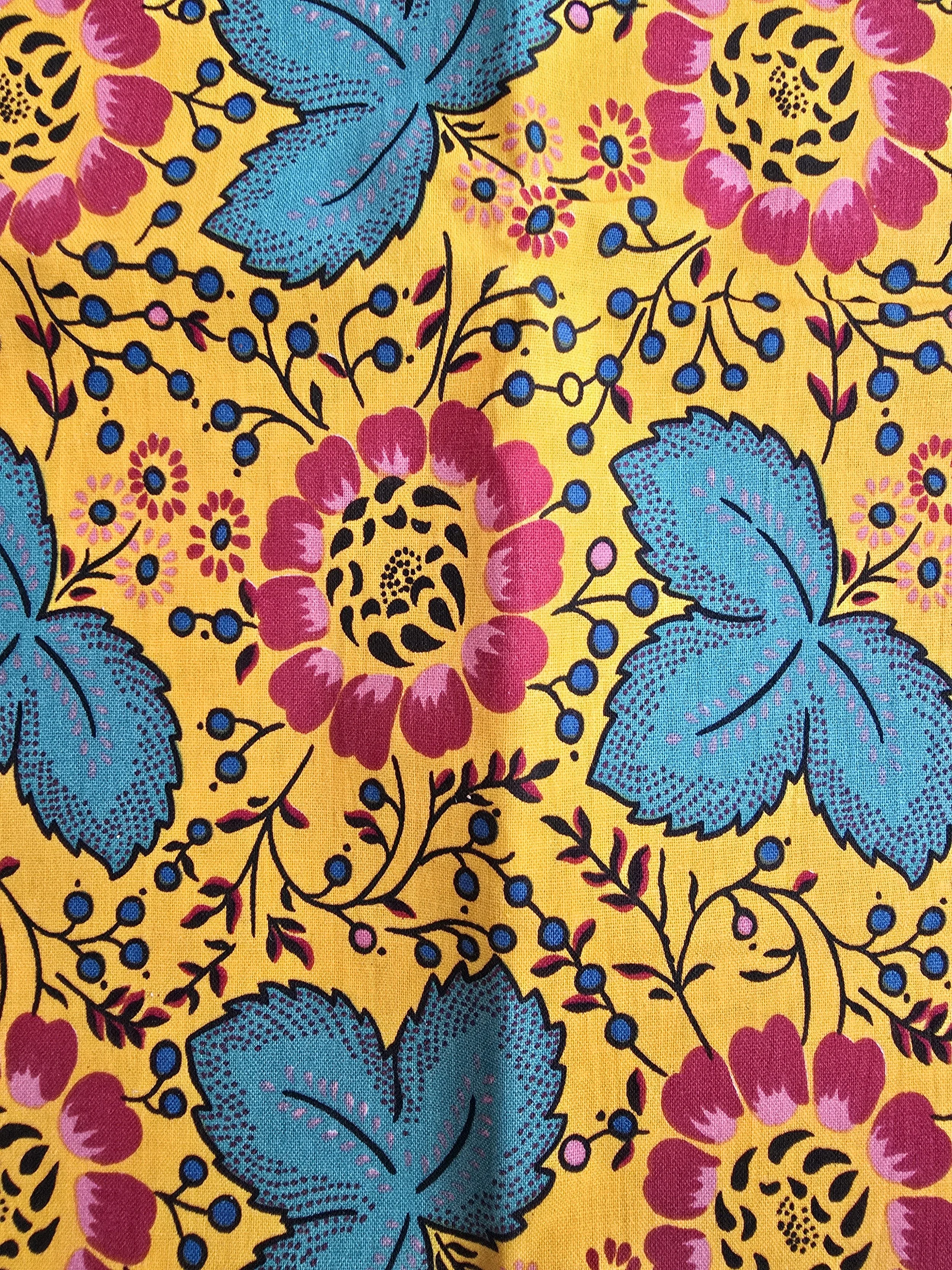 Provençal style yellow and teal floral cotton napkins from Habitat Souleiado Collection