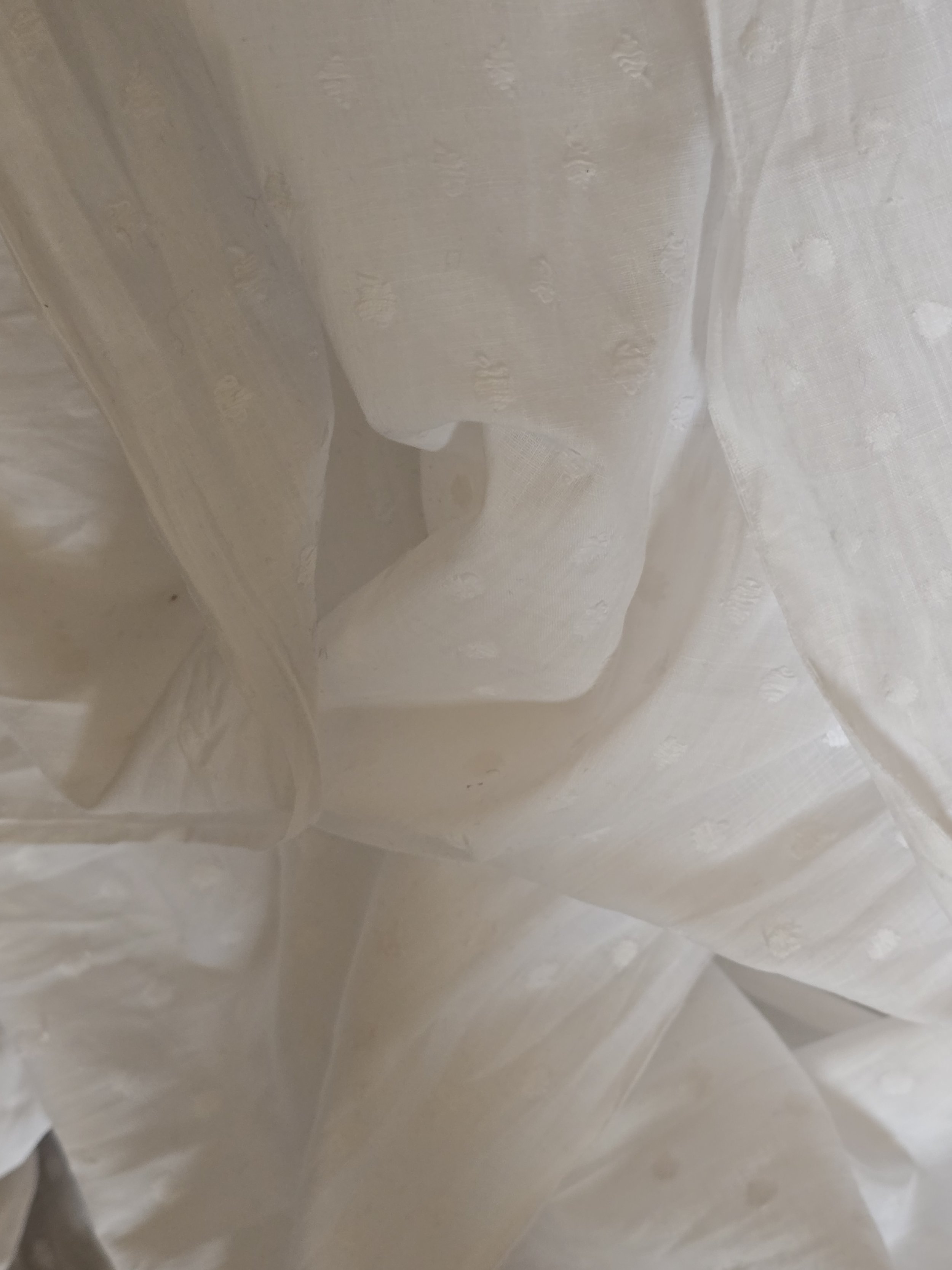 Vintage white dot cotton folded and layered